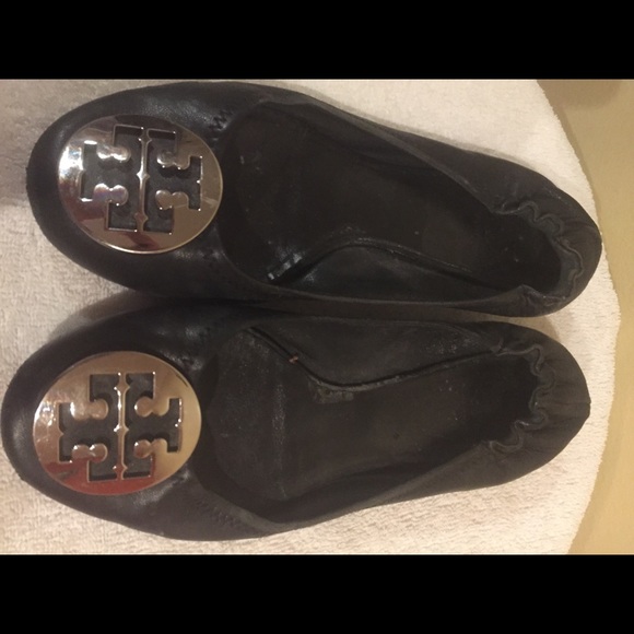 Tory Burch Reva Black Ballet Flats Size 8.5 - Picture 2 of 7